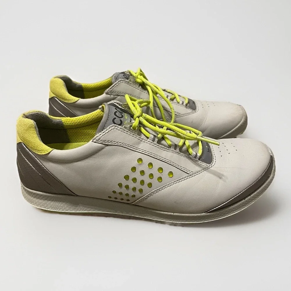 Golf Shoes Women 8.5 EU 39 Gray Yak Leather Lace Up Ecco Biom Natural Motion